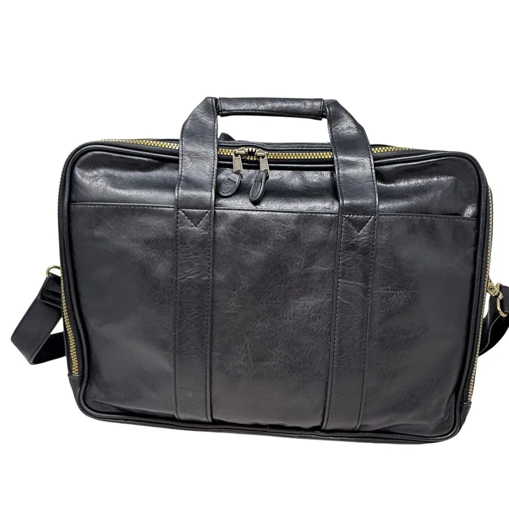 New Main Line Masters Golf Briefcase Mens Black Leather Messenger Bag 6116